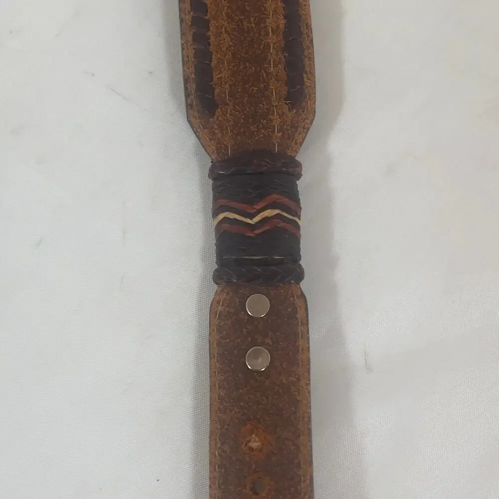 Southwest Top Grain Cowhide Leather Western Belt Beaded NO BUCKLE Size 28